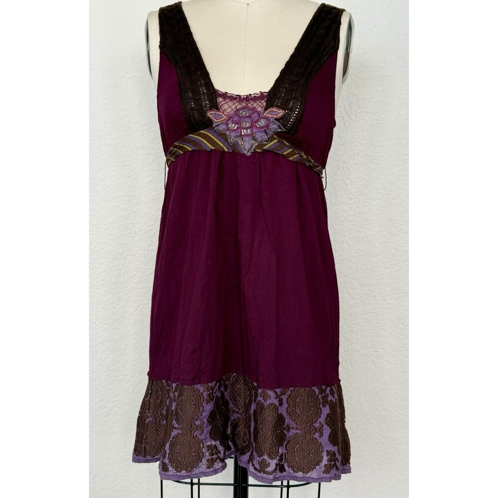 Vintage Free People Dress Y2K Boho Crochet Lace Empire Waist Festival S - Picture 2 of 16